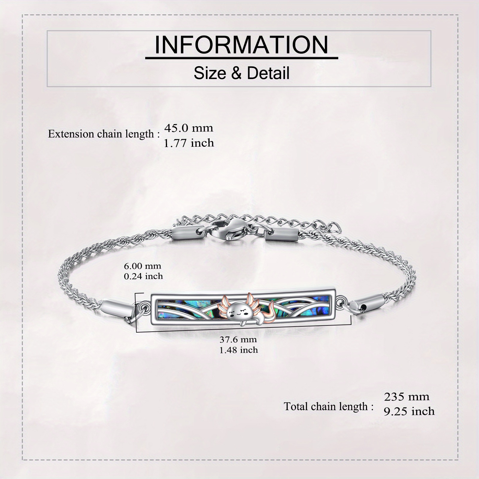 Axolotl Bracelet with Abalone Shell Pendant for Women